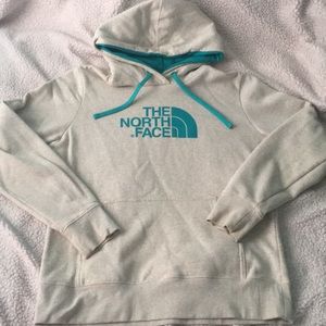 Beige-Turquoise The North Face pullover hoodie